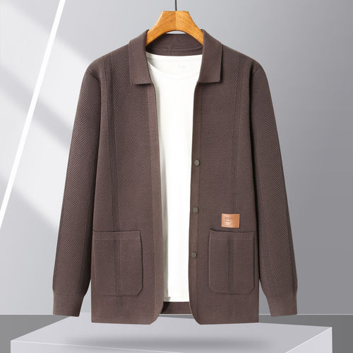 Knitted jacket for men with a casual fit and classic collar Lune London