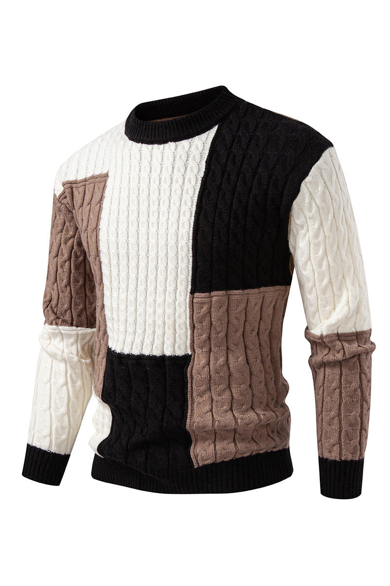 Modern knitted sweater for men with a creative color block look Lune London