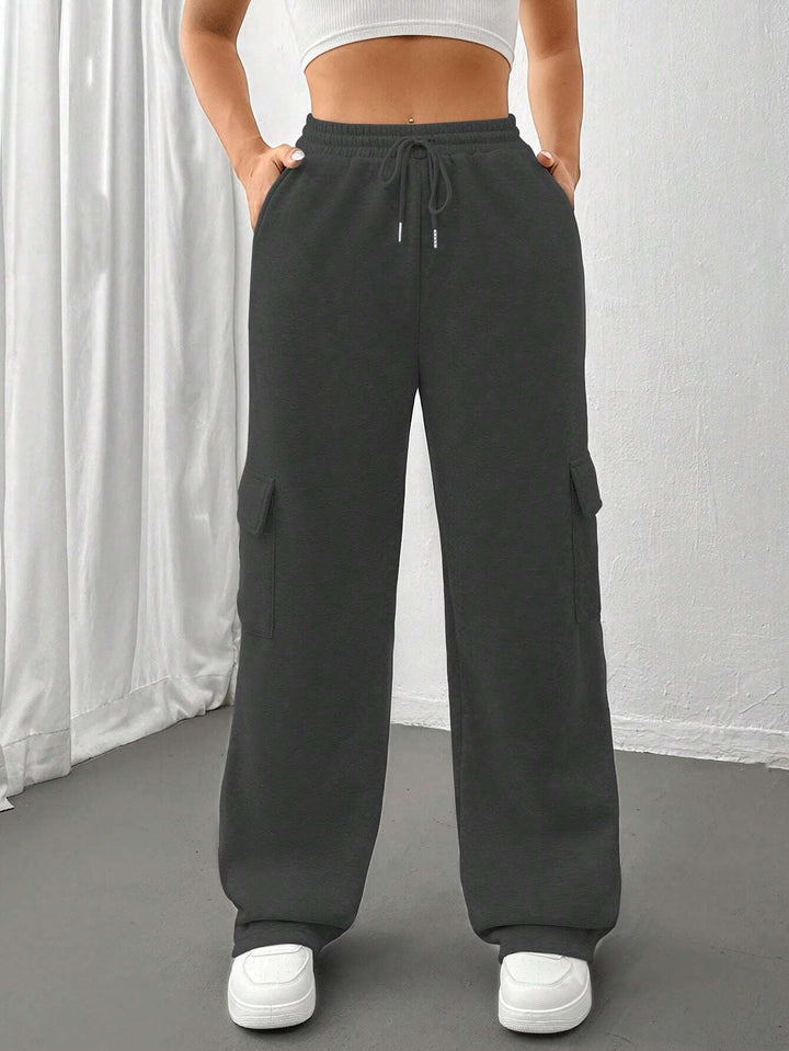 Women's Cargo-Style Leisure Pants with Elastic Waistband and Practical Side Pockets Chic & Stil