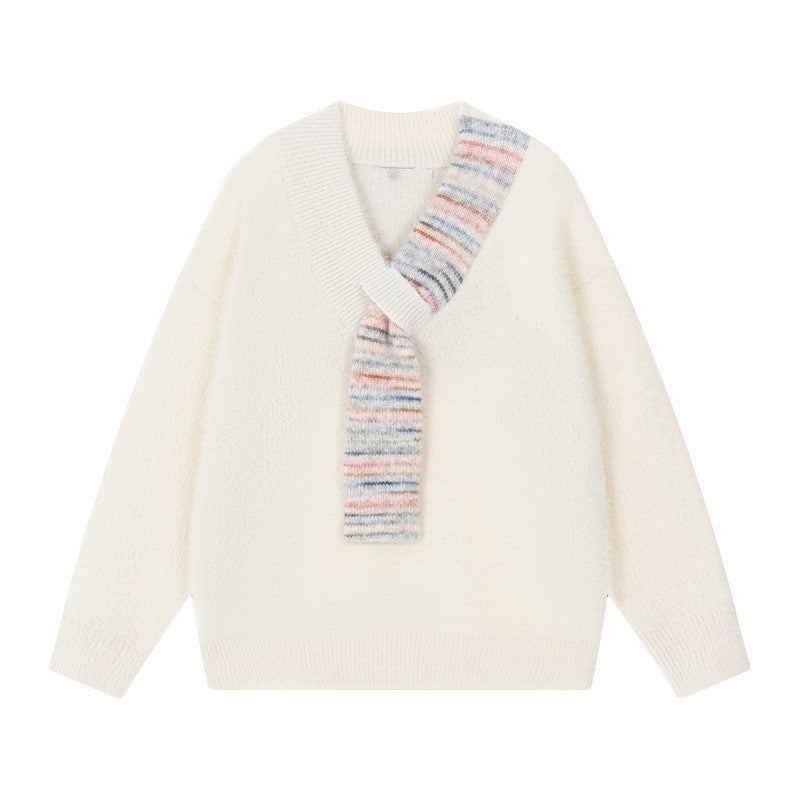 Ladies Cozy Sweater with Innovative Scarf Detail Lune London