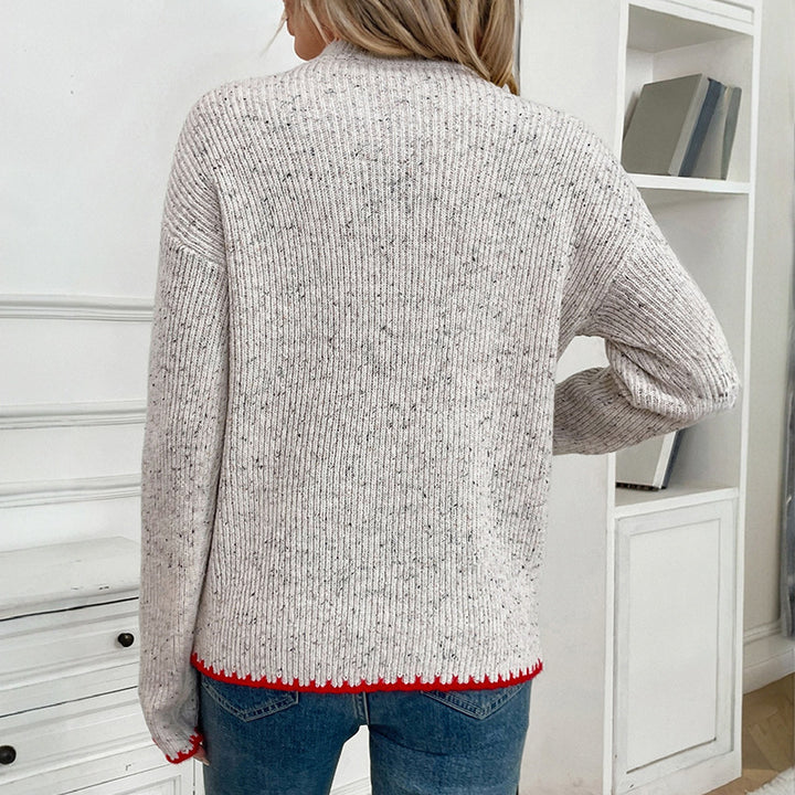 Knit sweater for women with heart appliqué and structured design Lune London