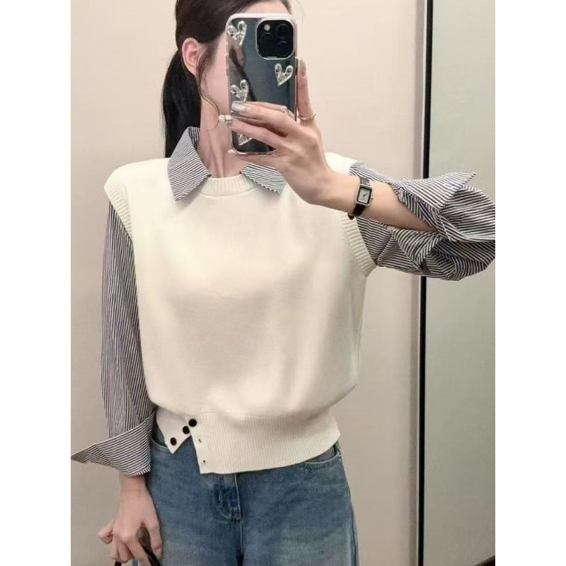 Pull décontracté pour femmes avec des manches de chemise élégantes et un look texturé Chic & Stil