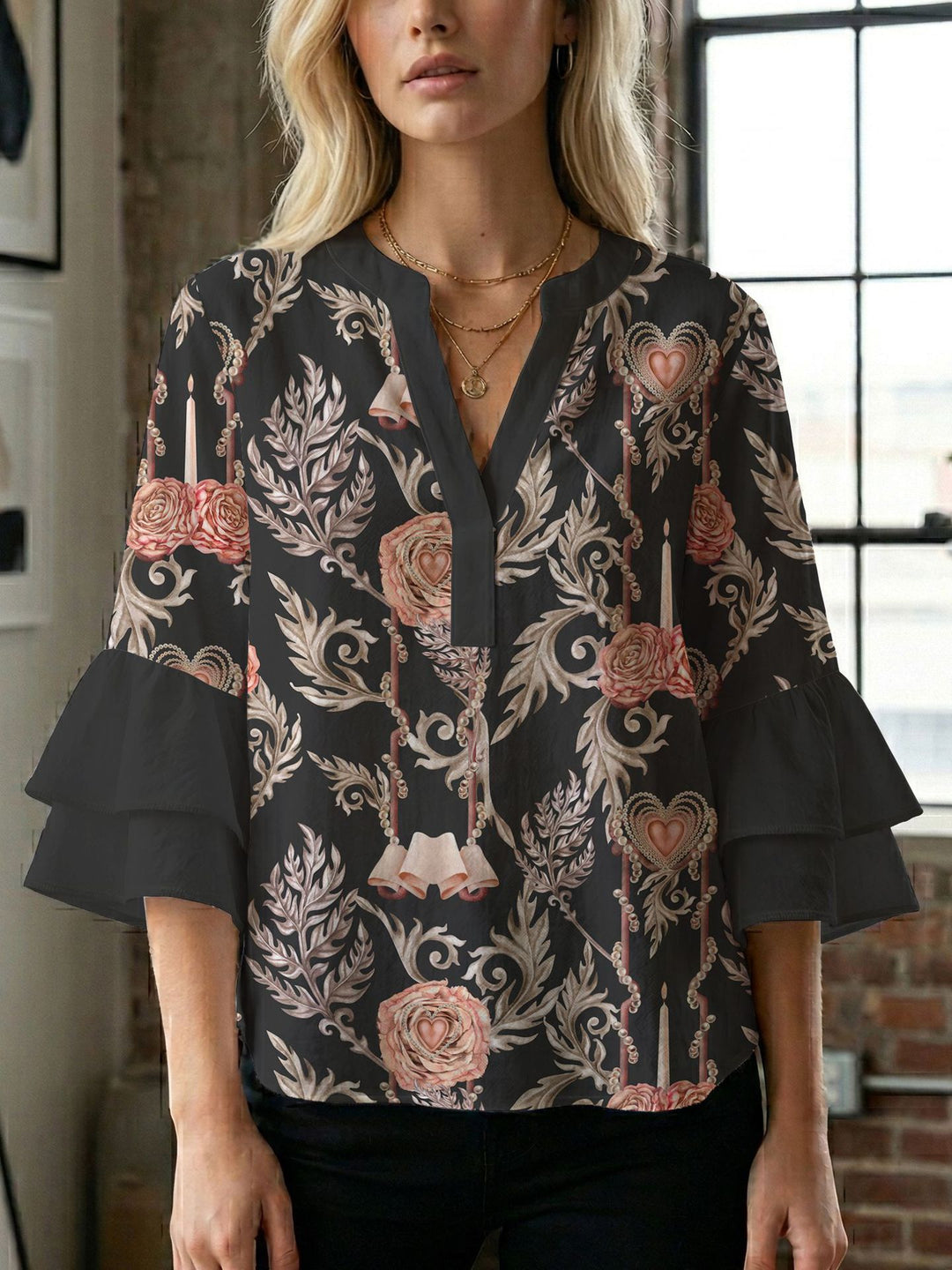 Ladies blouse with beautiful floral design Lune London