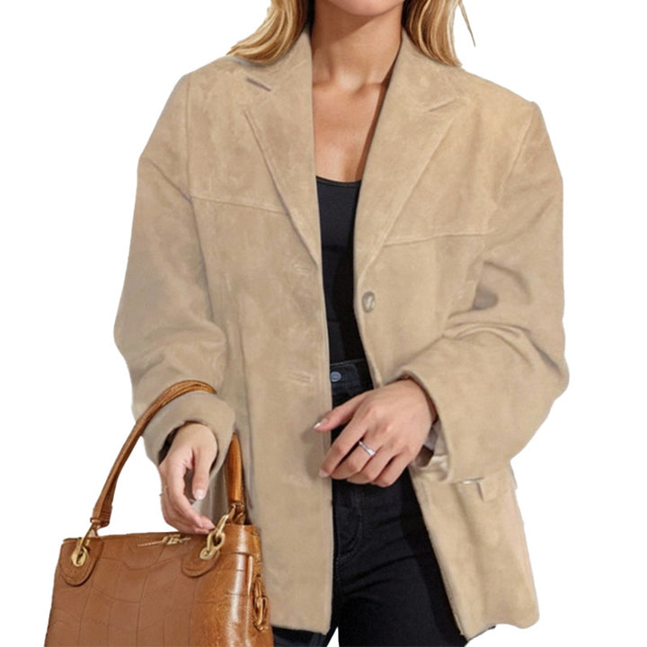 Oversized suede blazer for women with chic and stylish details