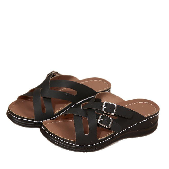 Comfortable women's shoes with a trendy buckle design and cushioned insole Lune London