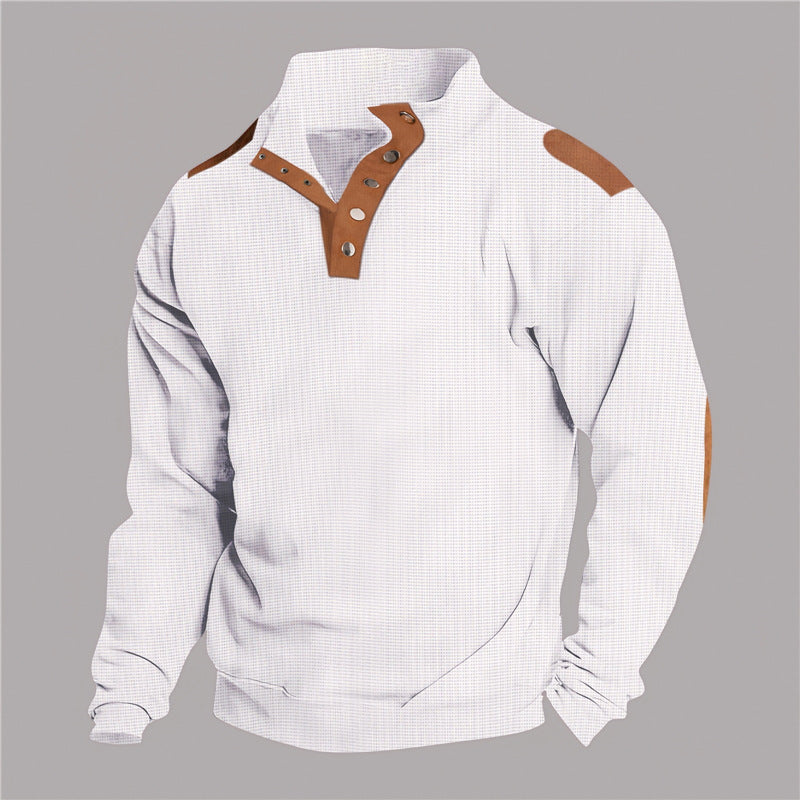 Casual men's sweater with a trendy button placket and reinforced shoulders Lune London
