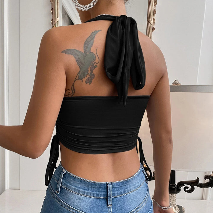 Trendy wrap design short top for women with playful ties Chic & Stil