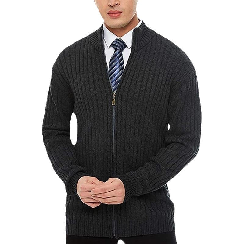 Men's knitted jacket with high collar and zipper Lune London