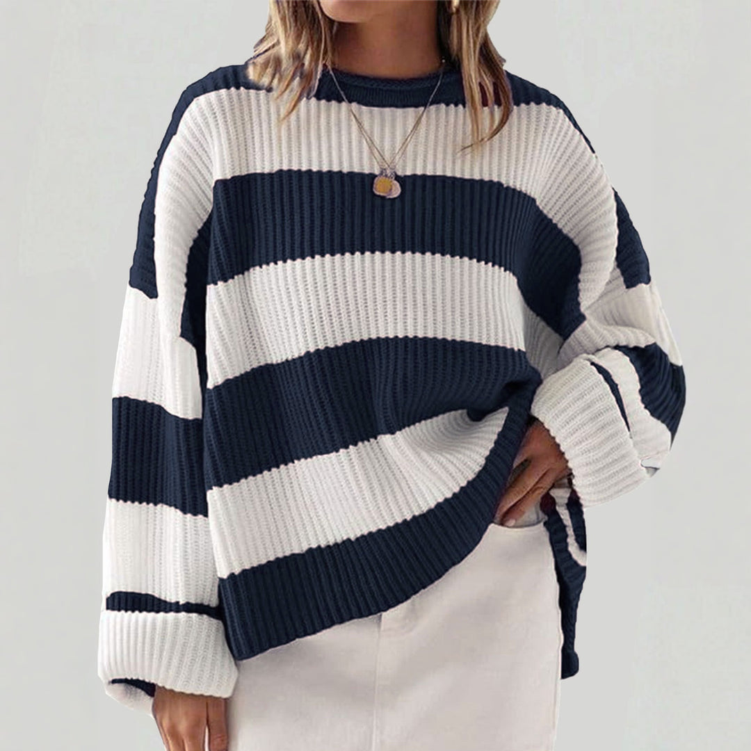 Casual sweater for women with striking striped pattern Lune London