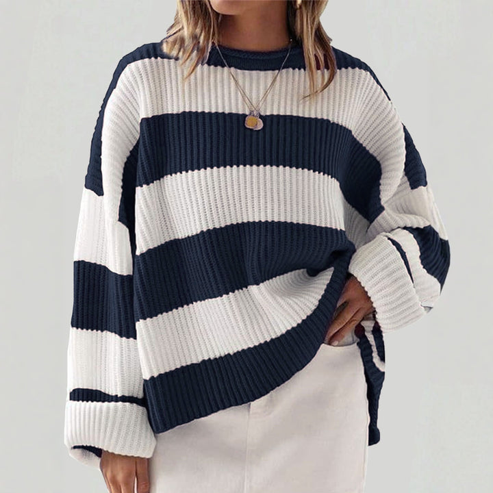 Casual sweater for women with striking striped pattern Lune London