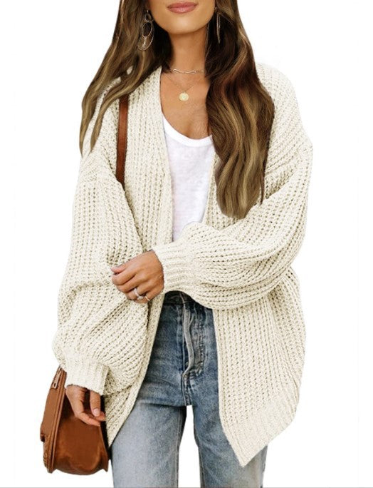 Chunky knit women's jacket with dropped shoulders and relaxed fit Lune London