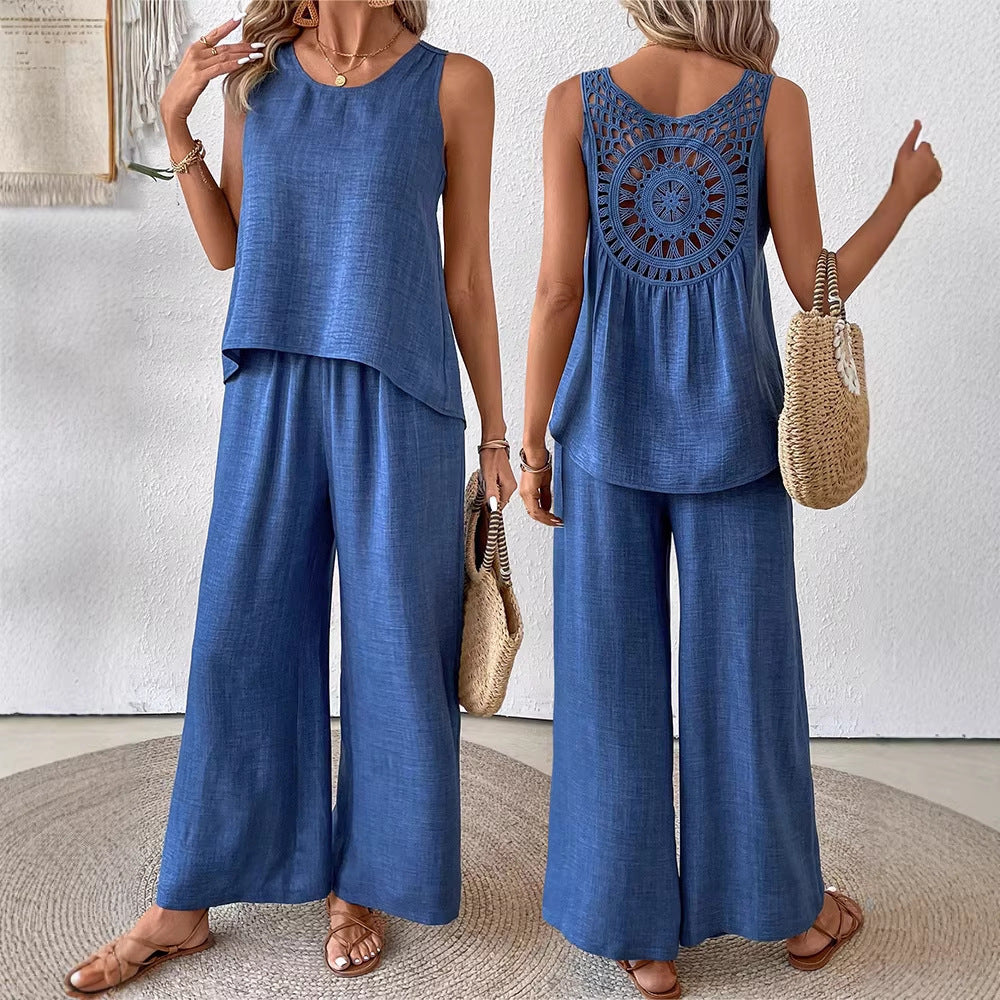 Women's airy summer set with crocheted back and loose fit Lune London