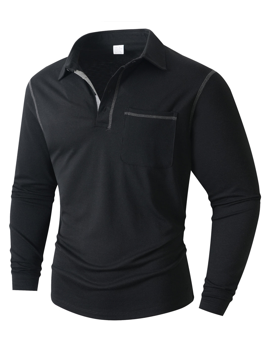 Men's trendy long sleeve polo with practical chest pocket and elegant contrasting details Lune London