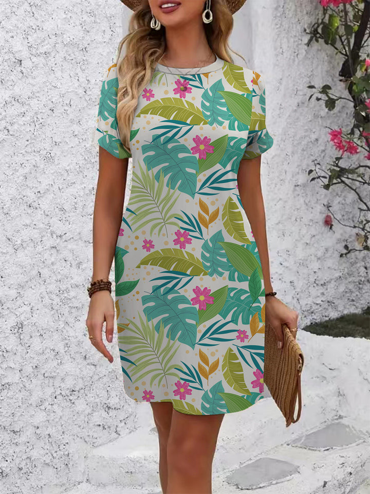 Women's casual short-sleeve dress with modern houndstooth pattern and comfortable fit Lune London