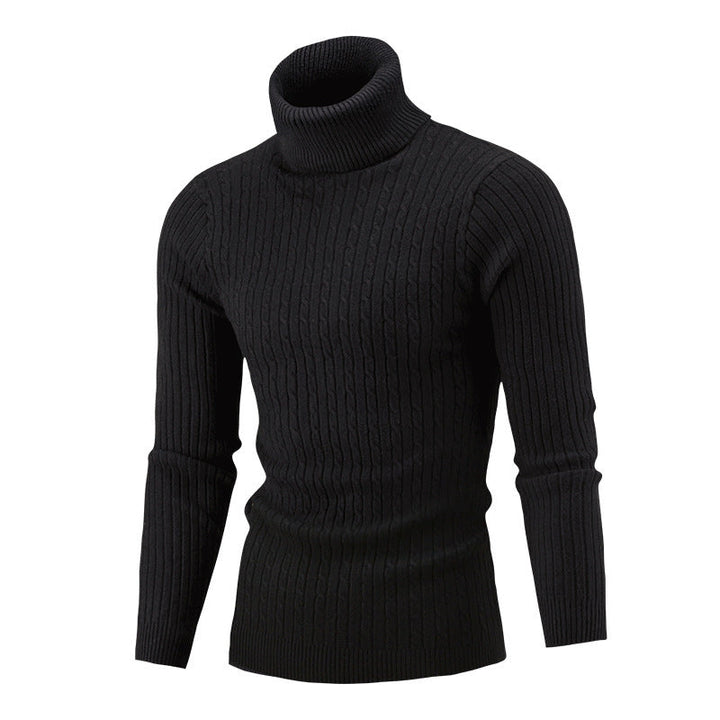 Men's Turtleneck Sweater In Classic Ribbed Pattern Lune London