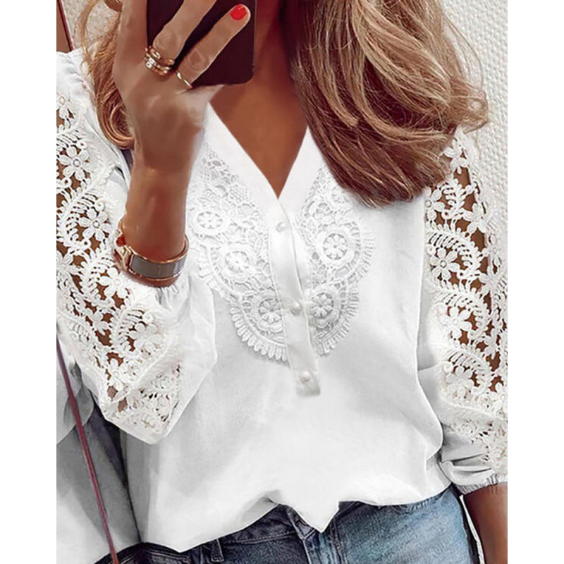Lune London Embroidered Lace Sleeve Blouse for Women