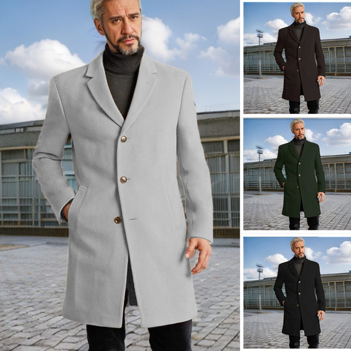 Men's Elegant Long Coat with Trendy Buttons and High-Quality Fabric Lune London
