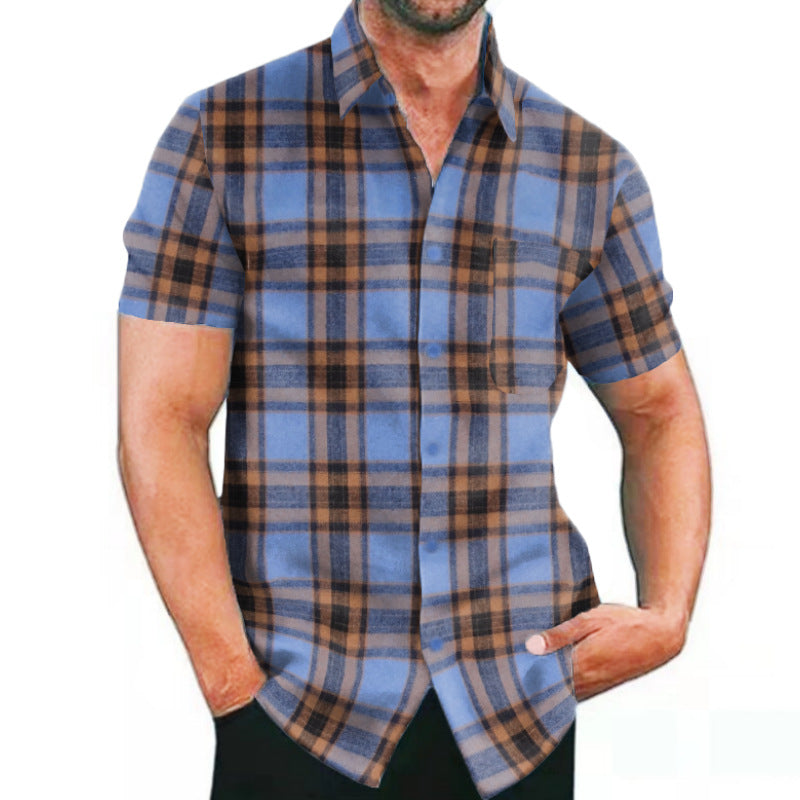 Short-sleeve check shirt for men with pockets and trendy cut Lune London