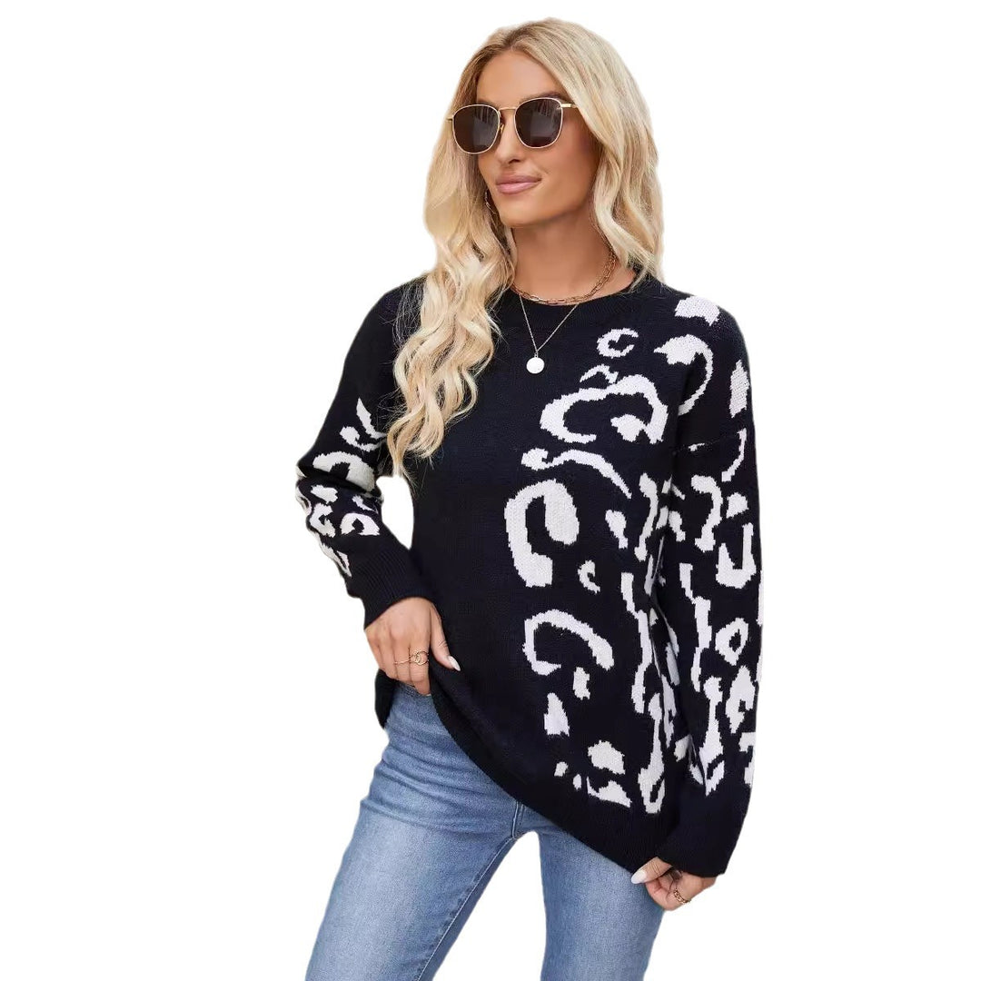 Ladies Patterned Sweater with trendy leopard design and soft fabric Lune London