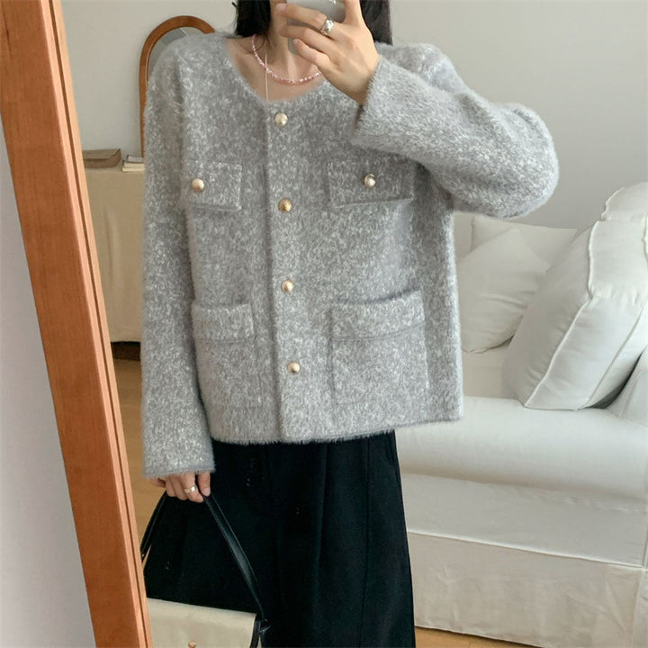Femmes gilet douillet avec boutons en perles et poches pratiques Chic & Stil