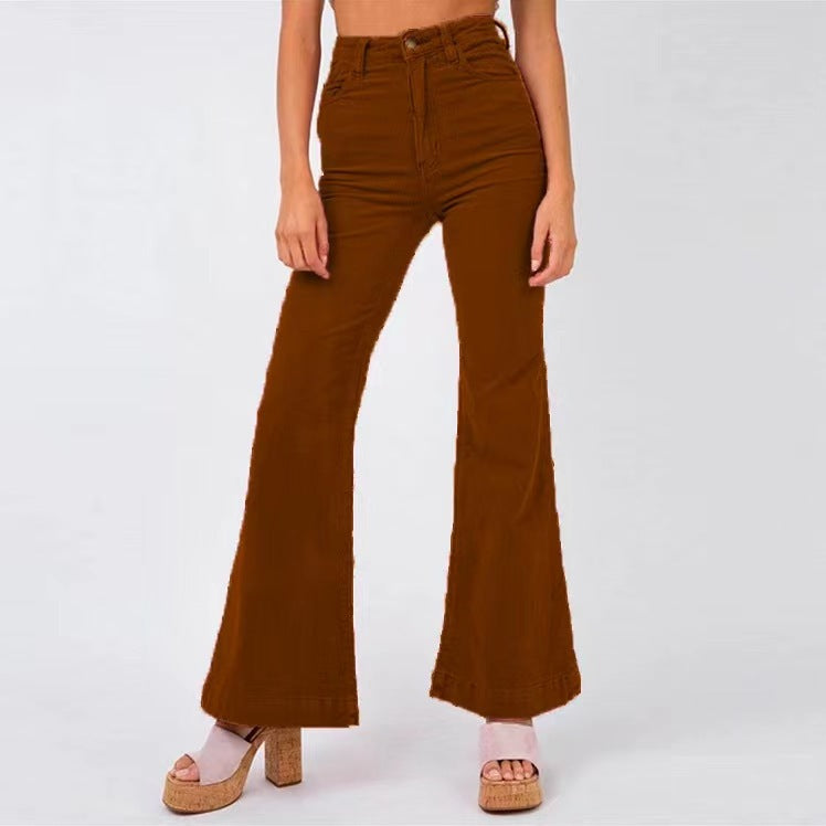 Flared pants for women with high waist and comfort belt Lune London