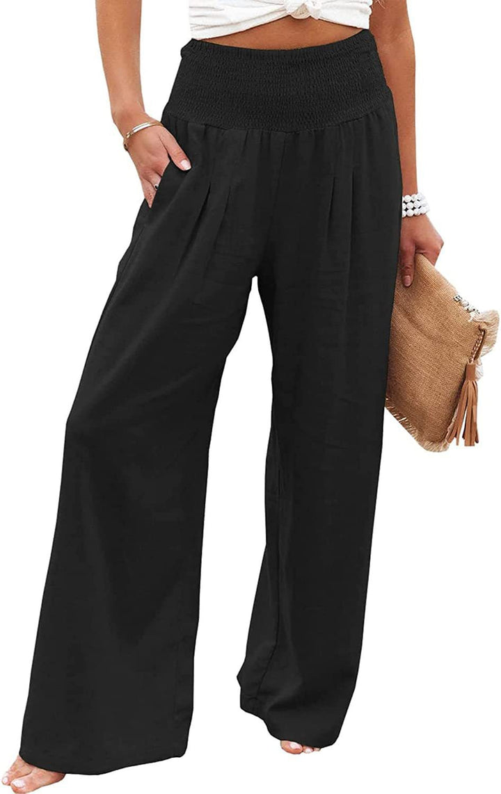 Pantalon Palazzo décontracté pour femmes avec taille élastique et poches latérales Chic & Stil
