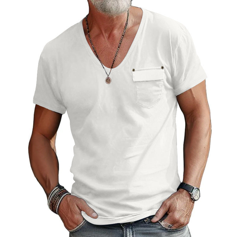 V-neck T-shirt for men with practical chest pocket Lune London