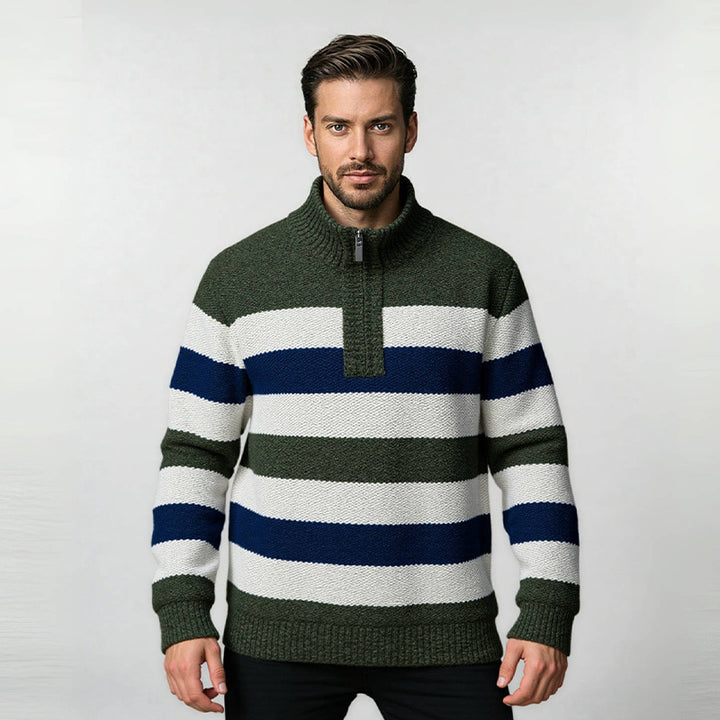 Knit sweater for men with high collar and innovative zipper Lune London