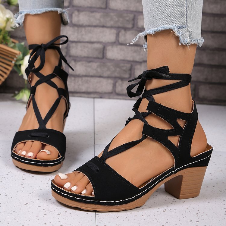 Elegant platform sandals for ladies with adjustable strap and comfortable insole Lune London