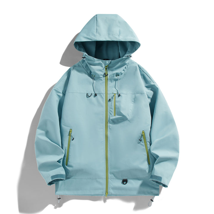 Men's waterproof outdoor jacket with adjustable hood and practical zip pockets Lune London