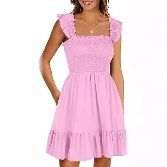 Summer mini dress for women with ruffle details and a fitted cut Lune London