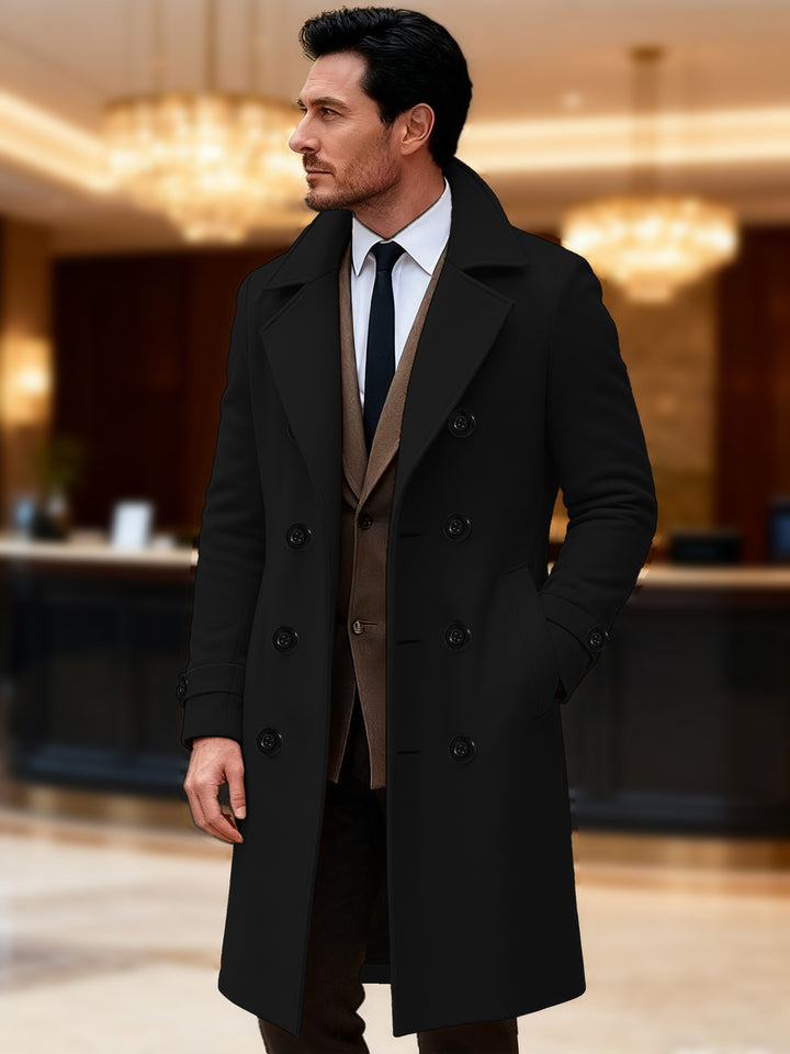 Elegant wool coat for men double-breasted Lune London