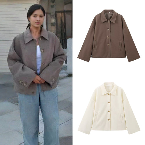 Oversized women's winter jacket with buttons and practical pockets Lune London