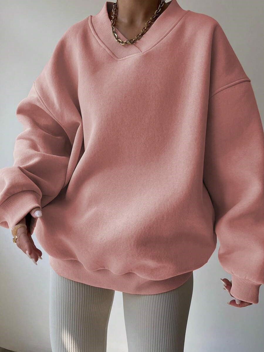 Oversized sweatshirt for women with deep V-neck and relaxed fit Lune London