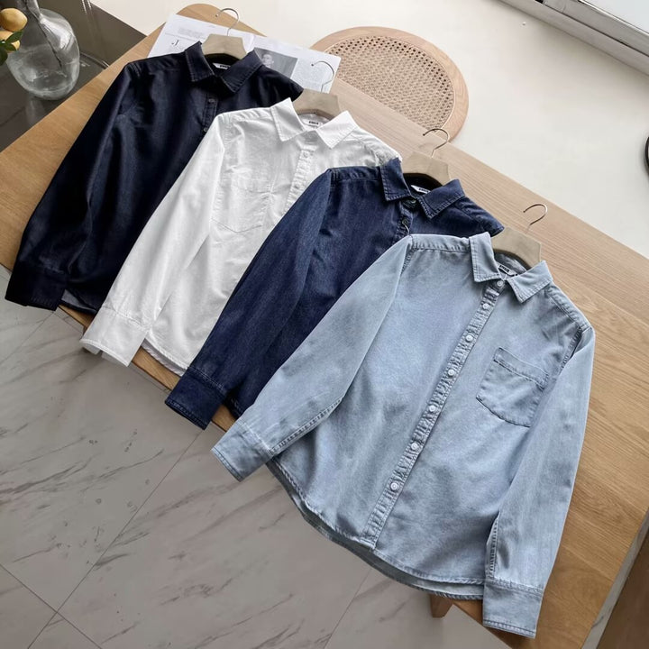 Chemise à manches longues élégante et polyvalente pour femme avec poche poitrine Chic & Stil