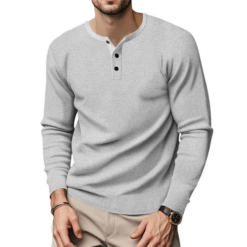 Long sleeve shirt for men with Henley neckline and textured surface Lune London