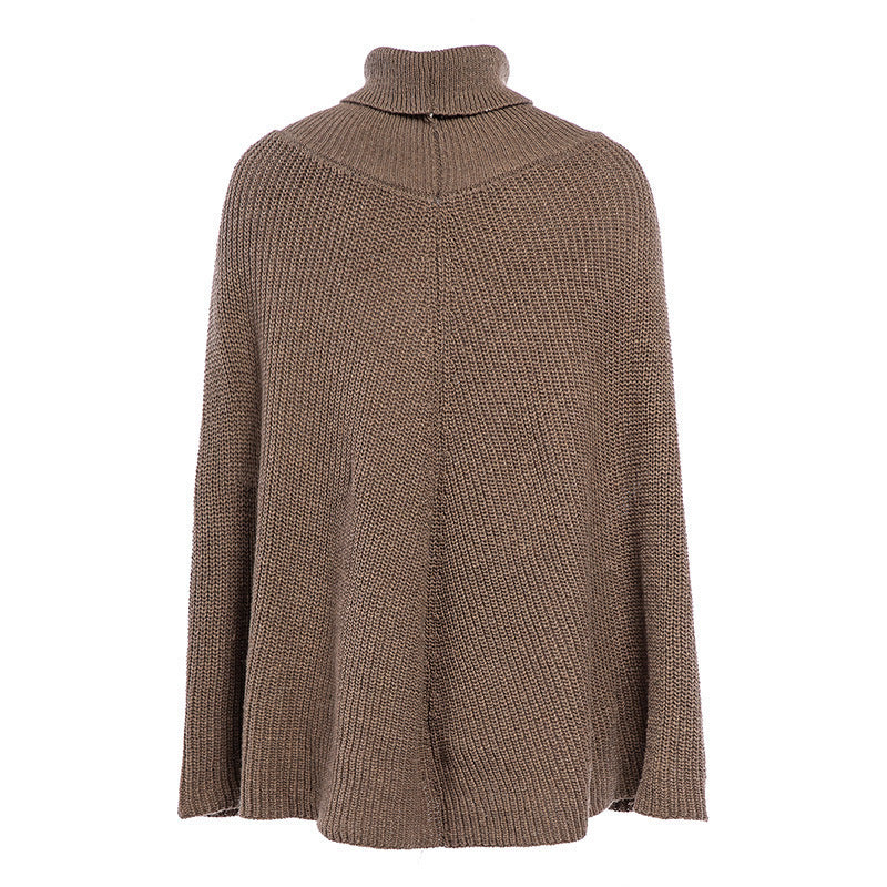 Oversized knitted sweater for women with high neck and textured design Lune London
