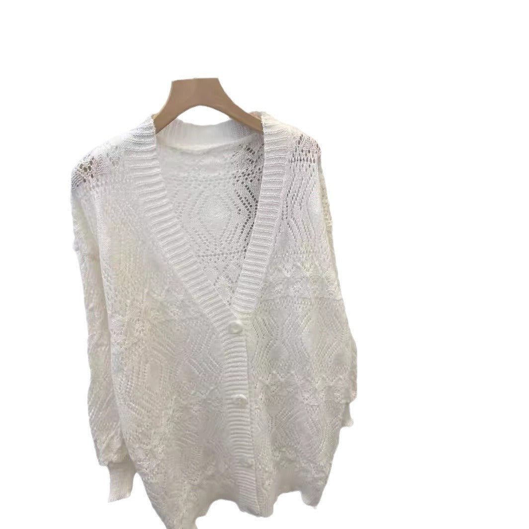 Women's cardigan with artistic crochet pattern and airy cut Lune London