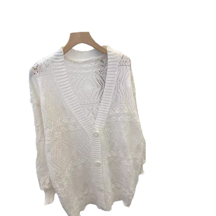 Women's cardigan with artistic crochet pattern and airy cut Lune London
