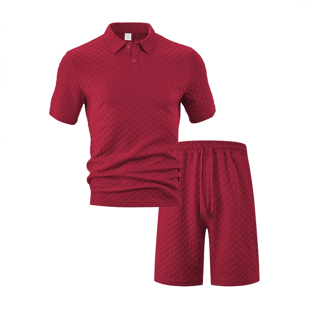 Men's polo and sports shorts set with structured pattern Lune London