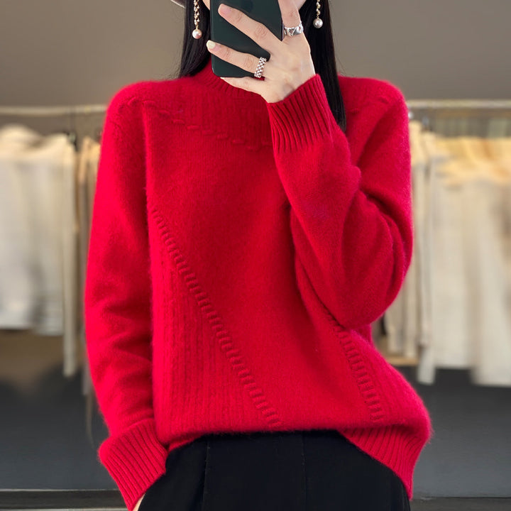 Pull en tricot pour femmes avec col structuré et coupe asymétrique Chic & Stil