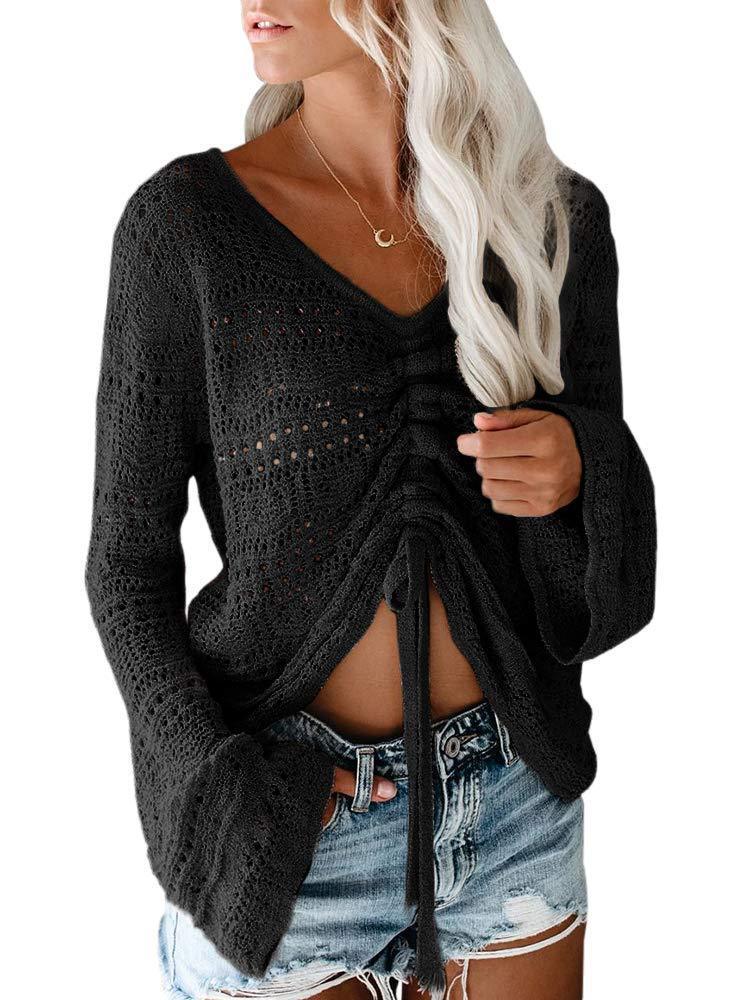 Women's trendy V-neck sweater with gathers Lune London