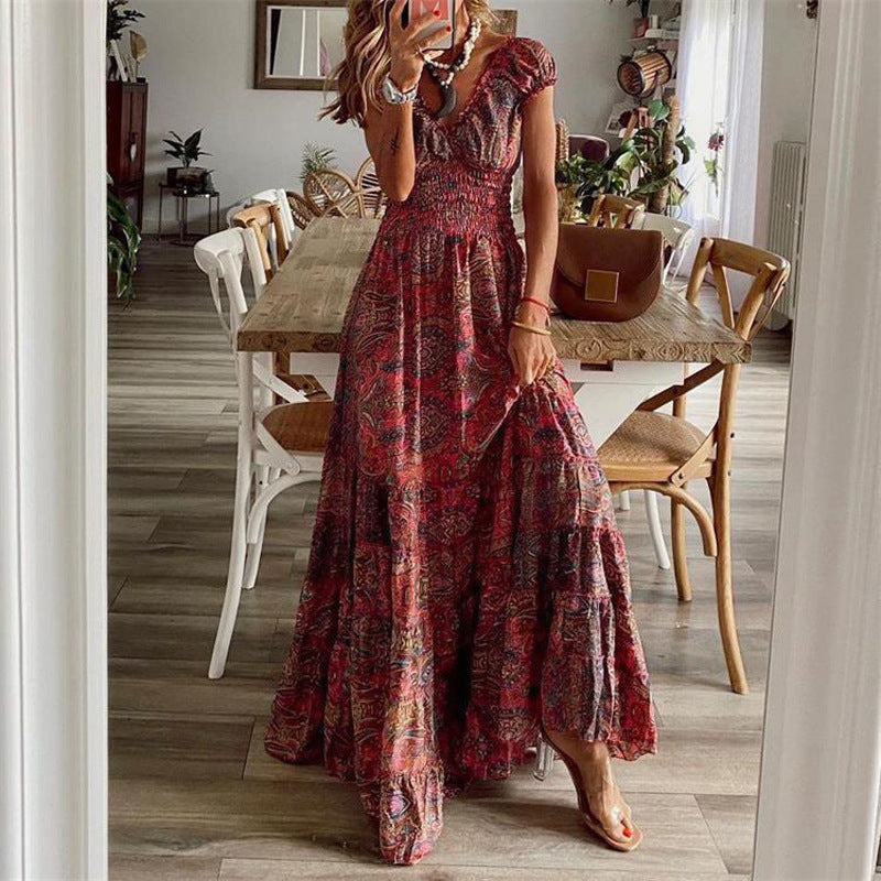 Women's Maxi Dress with Boho Design and Swinging Hem Lune London