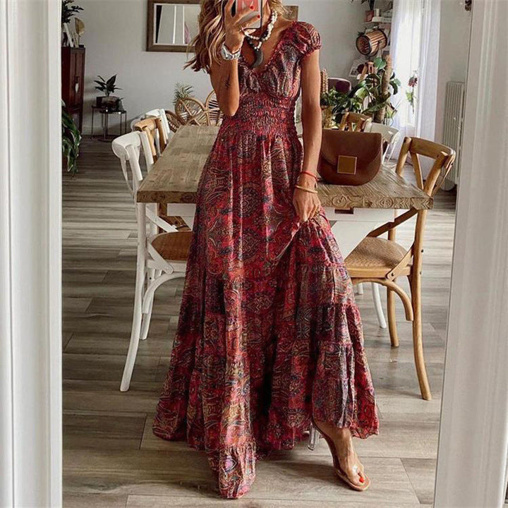 Women's Maxi Dress with Boho Design and Swinging Hem Lune London