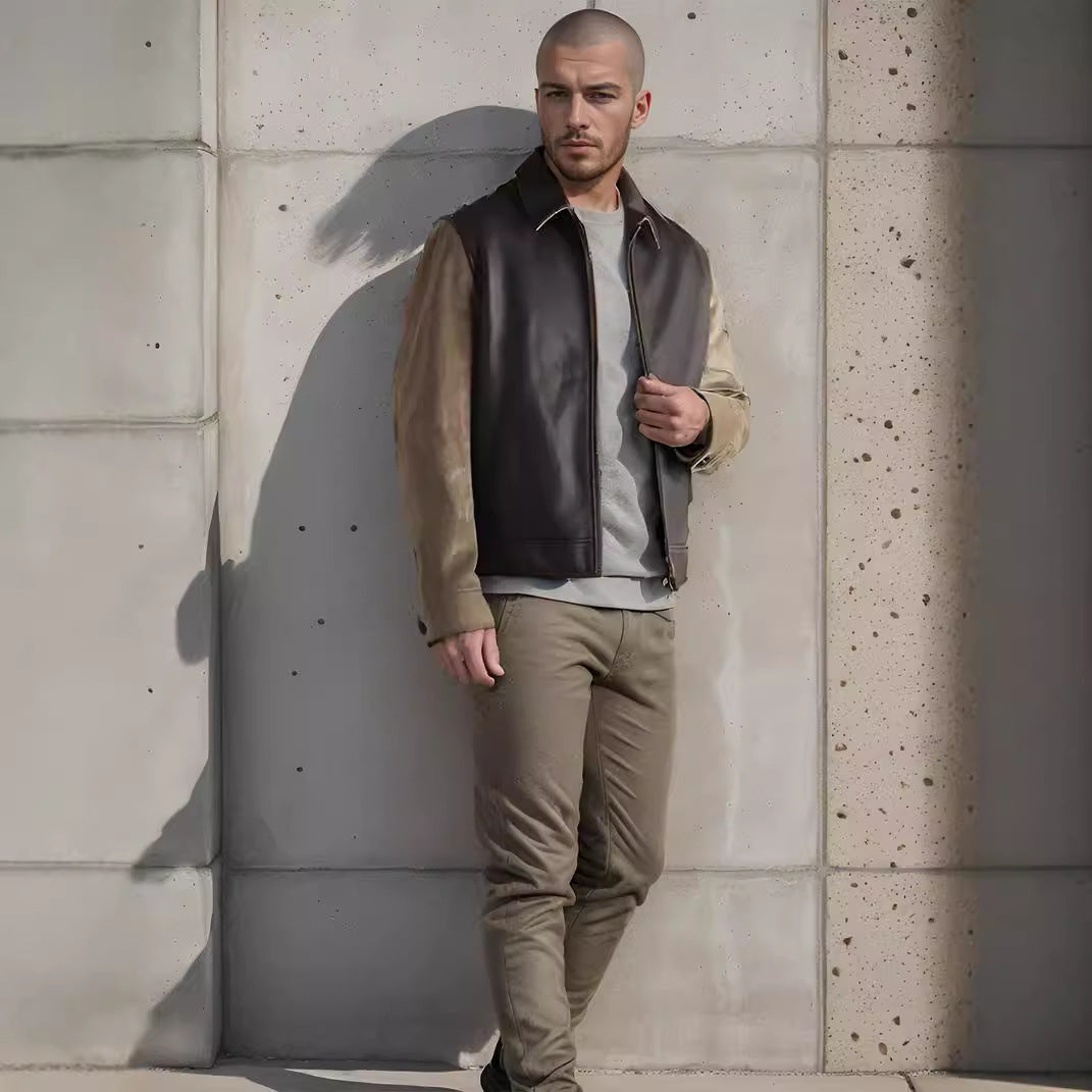 Trendy men’s jacket in a blend of materials with practical pockets and high collar Lune London
