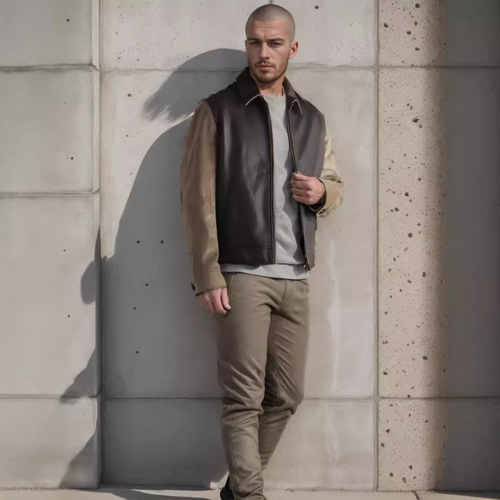Trendy men’s jacket in a blend of materials with practical pockets and high collar Lune London