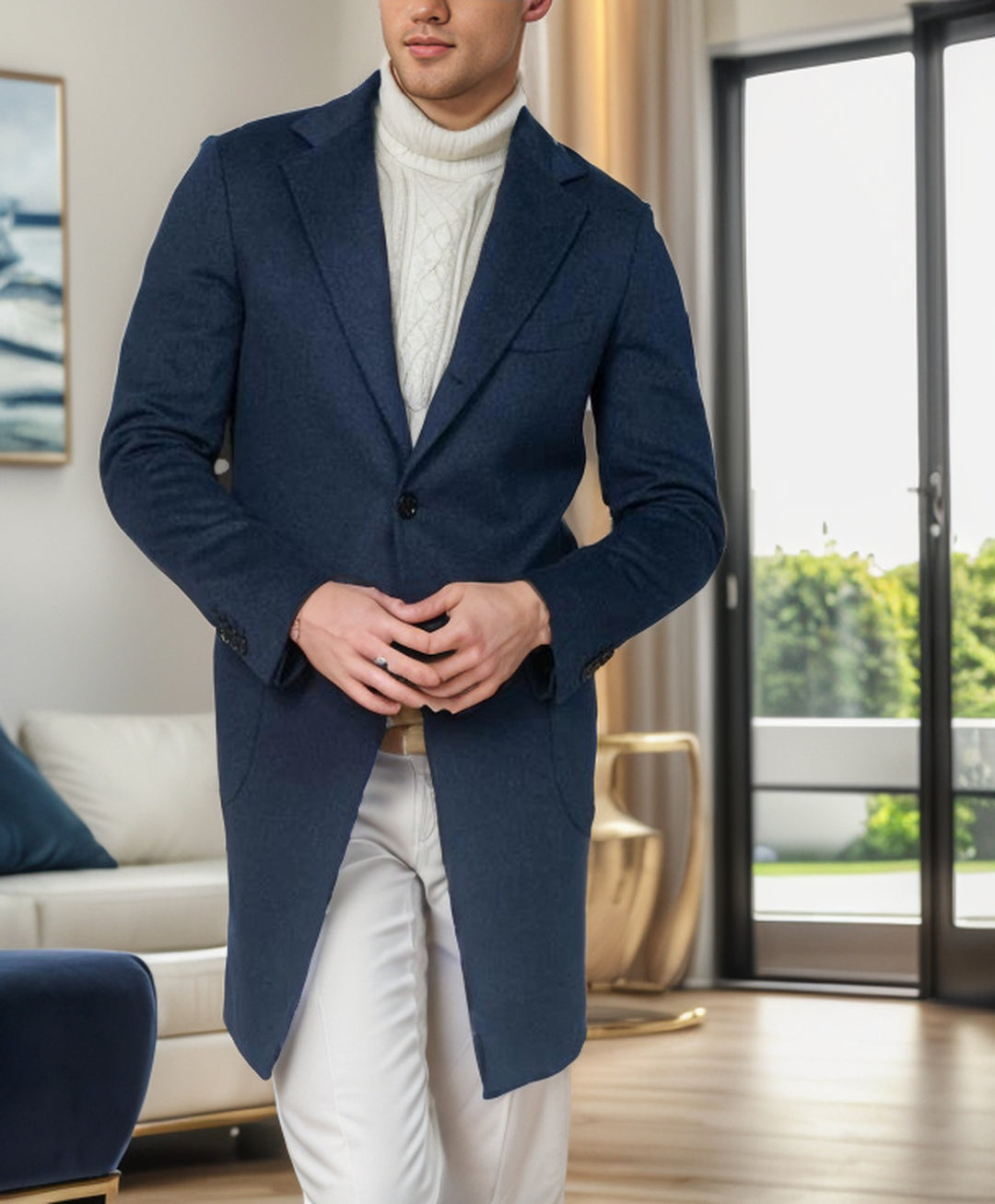 Elegant transition coat for men, tailored in high-quality wool Lune London