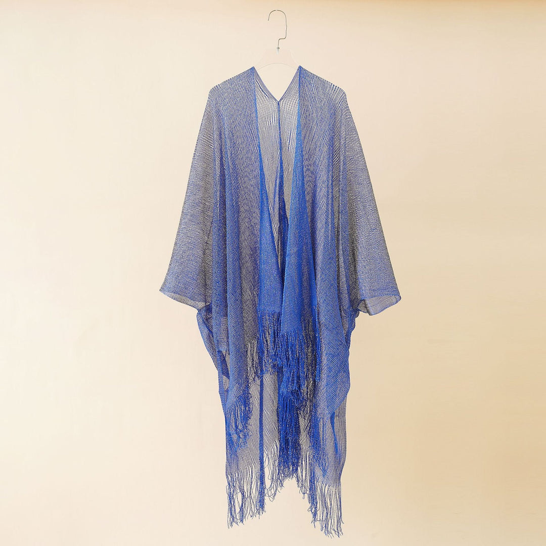 Women's Fringe Kimono Made of Transparent, Airy Structure Chic und Stil