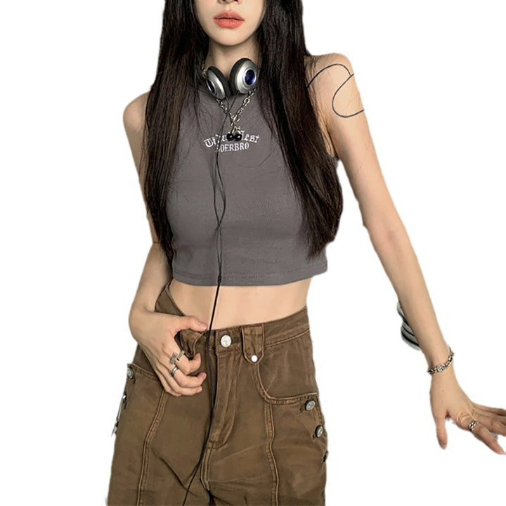 Women’s Crop Top with High Collar and Subtle Logo Lune London