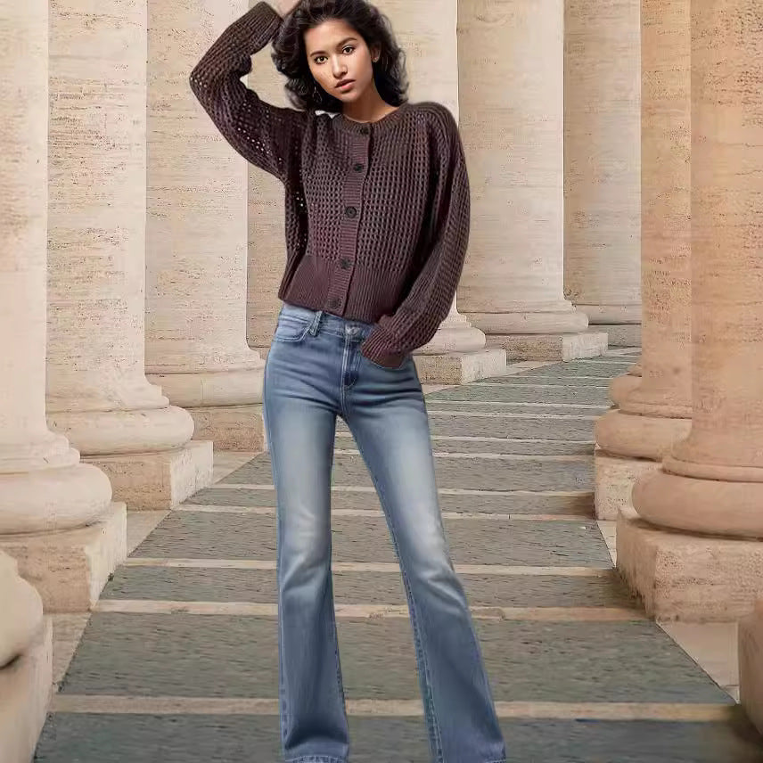 Thick knit jacket for women with an openwork design and a relaxed fit Lune London